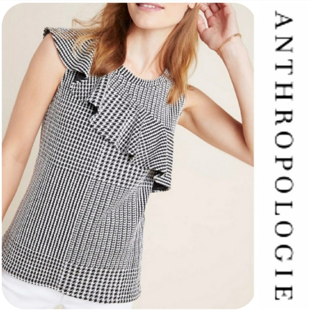 Anthropologie Dolan Callan HoundstoothRuffled Top. Size S. New with tags.